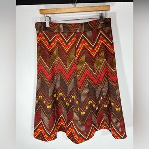 Vintage Handmade Retro Zigzag Knee Length Skirt